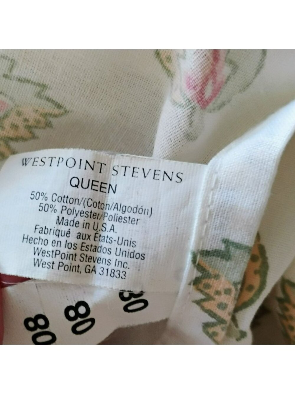 Vintage Westpoint Stevens Queen Flat Sheet 2 Pillowcases Pink Rose Cottagecore - Picture 5 of 6